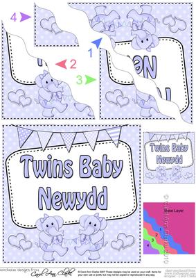 Welsh New Baby Boy Twins Wavy Corner Side Stacker