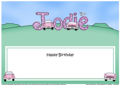 Birthday Jodie Cars Large Dl Matching Large Dl Insert
