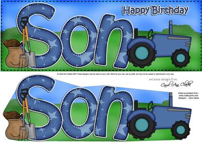 Large Dl Birthday Son Tractor Quick Card N 3D Decoupage