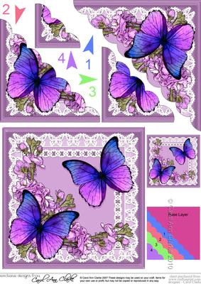 Butterflies and Flowers on Lace Scallop Corner Side Stacker