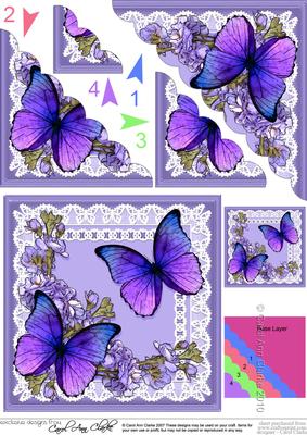 Butterflies and Flowers on Lace Scallop Corner Side Stacker
