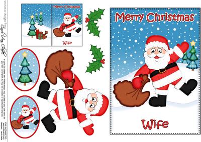Xmas Wife Santa 5x7 3D Decoupage