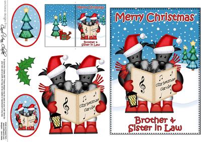 Xmas Brother & Sister in Law Scottie Dogs 5x7 3D Decoupage