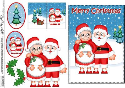 Christmas Santa & Mrs Claus 5x7 3D Decoupage