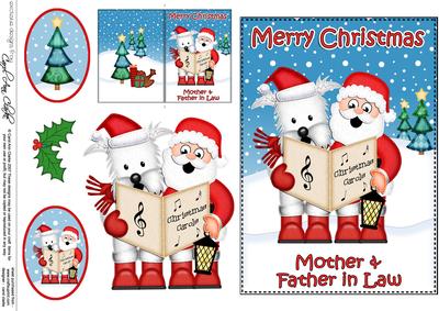 Xmas Mother & Father in Law Santa 5x7 3D Decoupage