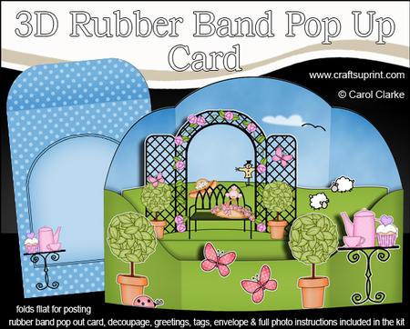 3D Garden Gazebo & Bench Rubber Band Pop Up Scene Card