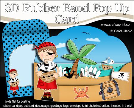 3D Boyz Joze the Pirate Rubber Band Pop Up Scene Card