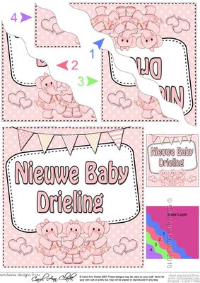 Dutch New Baby Girl Triplets Wavy Corner Side Stacker
