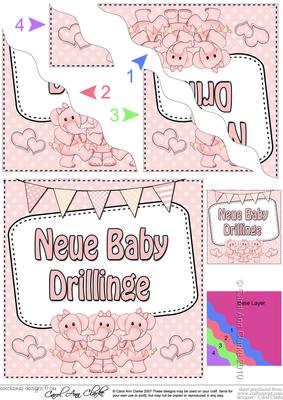German New Baby Girl Triplets Wavy Corner Side Stacker