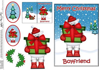Xmas Boyfriend Ben Polar Bear 5x7 3D Decoupage