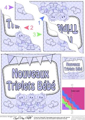French New Baby Boy Triplets Wavy Corner Side Stacker