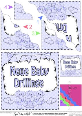 German New Baby Boy Triplets Wavy Corner Side Stacker