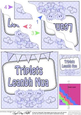 Irish New Baby Boy Triplets Wavy Corner Side Stacker
