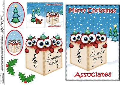 Xmas Associates Owls 5x7 3D Decoupage