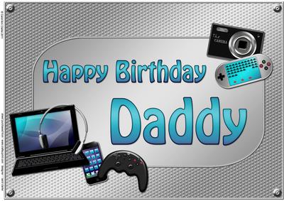 A4 Birthday Daddy Gadgets N Gizmos Card Topper