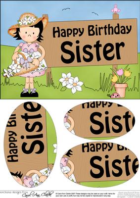 A5 Girlz Suzi Birthday Sister Oval Pyramage Topper