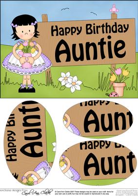 A5 Girlz Suzi Birthday Auntie Oval Pyramage Topper