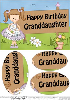 A5 Girlz Liz Birthday Granddaughter Oval Pyramage Topper