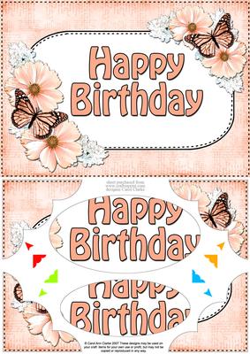 A5 Birthday Butterflies & Flowers Scallop Corner