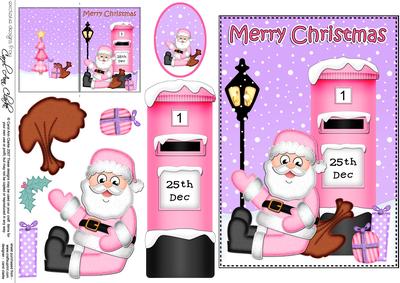 Christmas Santa Postbox 5x7 3D Decoupage