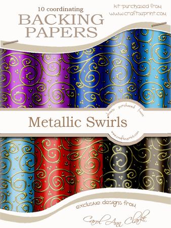 'gold Metallic Swirls' Backing Papers Kit - Flowers and Pear