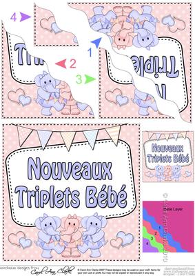 French New Baby Boy/girl Triplets Wavy Corner Side Stacker