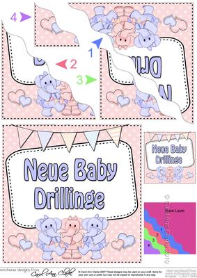 German New Baby Boy/girl Triplets Wavy Corner Side Stacker
