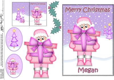 Xmas Megan Santa 5x7 3D Decoupage