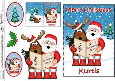 Xmas Kurtis Santa & Rudolph 5x7 3D Decoupage