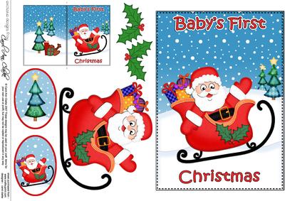 Xmas Baby's First Christmas Santa 5x7 3D Decoupage