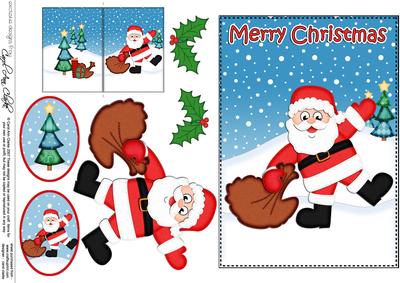 Christmas Santa's Sack 5x7 3D Decoupage