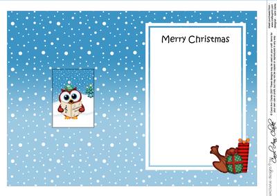 Christmas Carol Singing Little Hoot Owl 5x7 Matching Insert