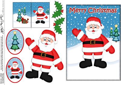 Christmas Santa 5x7 3D Decoupage