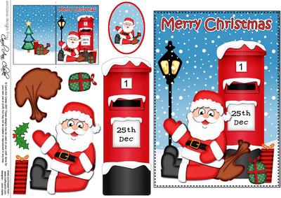 Christmas Santa Postbox 5x7 3D Decoupage