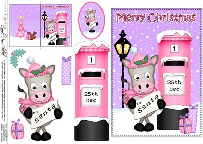 Christmas Gigi Horse Postbox 5x7 3D Decoupage