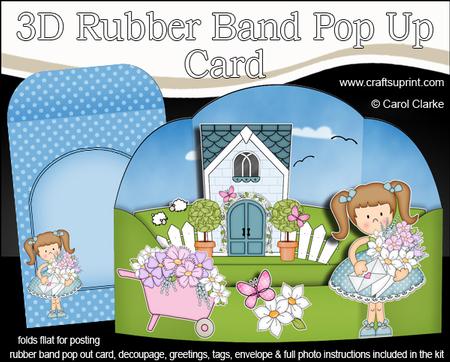3D Girlz Liz's Flowers Rubber Band Pop Up Scene Card