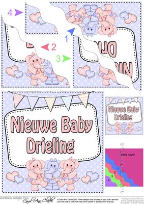 Dutch New Baby Girl/boy Triplets Wavy Corner Side Stacker