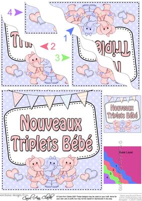 French New Baby Girl/boy Triplets Wavy Corner Side Stacker