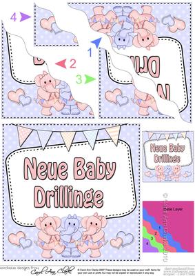 German New Baby Girl/boy Triplets Wavy Corner Side Stacker