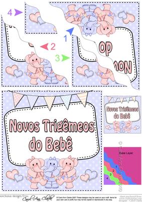 Portuguese New Baby Girl/boy Triplets Wavy Corner Stacker