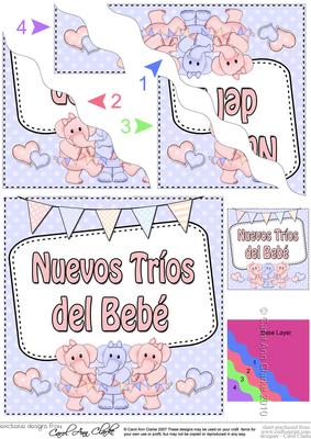 Spanish Baby Girl/boy Triplets Wavy Corner Stacker
