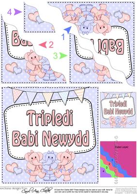 Welsh Baby Girl/boy Triplets Wavy Corner Stacker