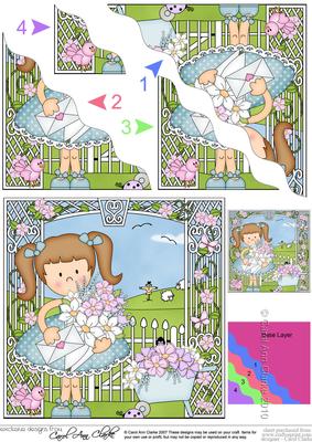 Girlz Liz's Flowers Wavy Corner Side Stacker Topper