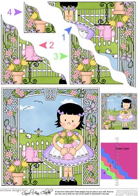 Girlz Suzi's Tulips Wavy Corner Side Stacker Topper
