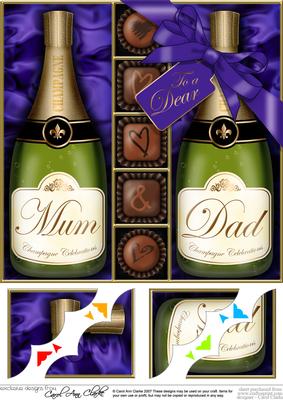 8 x 8 Mum & Dad Champers Chocs N Roses Scalloped Corner Kit