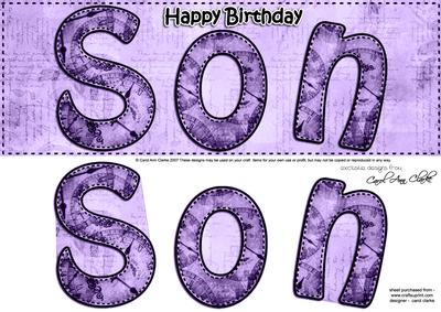 Large Dl Birthday Son Clocks 3D Decoupage
