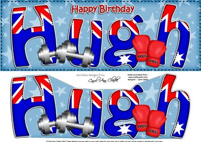 Aus Flag Birthday Hugh Boxing Large Dl 3D Decoupage