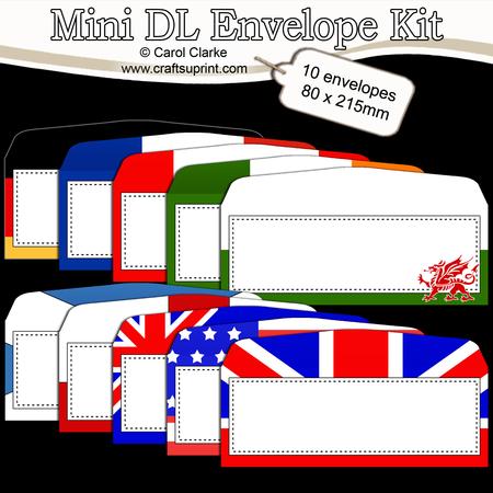 10 Mini Dl (80 x 215mm) Flags Envelope Kit