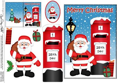 Christmas Santa Postbox 5x7 3D Decoupage
