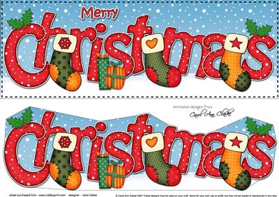 Large Dl Christmas Stockings Quick Card 3D Decoupage